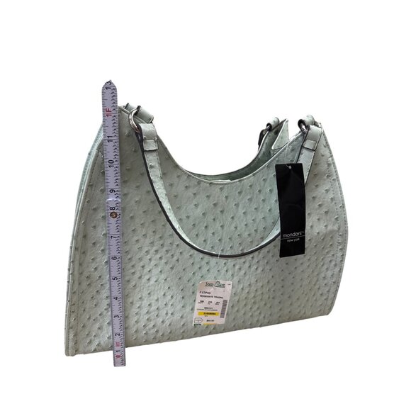 Mondani NY Womens Mint Green Ostrich-Embossed Handbag Purse SKU 7229 - Picture 2 of 11